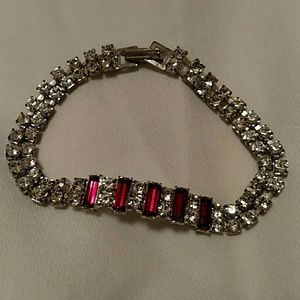 Red & Silver Rhinestone Bracelet